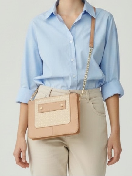 Danielle Nicole Tan Crossbody Bag, Faux Leather, 3 Zippered Compartments